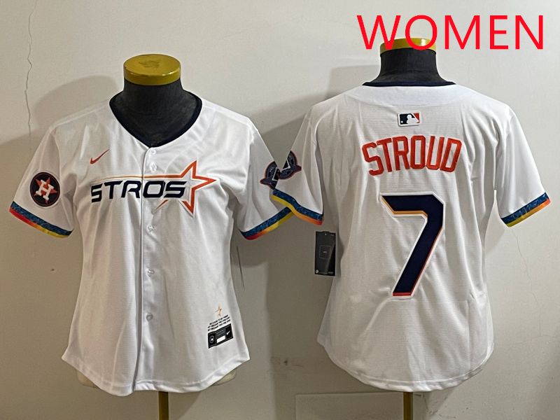 Women Houston Astros #7 Stroud White Fourth generation Joint Name Nike 2025 MLB Jersey style 9